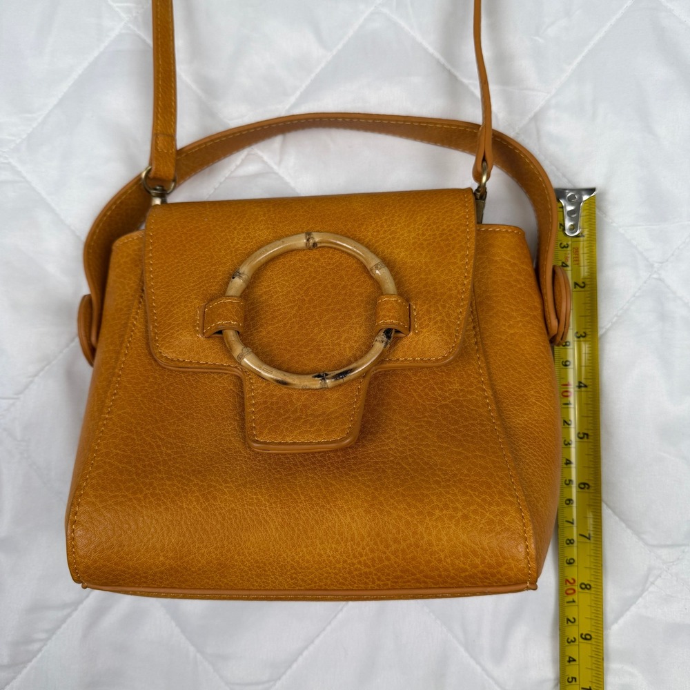 Free People Carrie Circle Mustard Shoulder Bag Bamboo Ring Boho - Picture 8 of 16